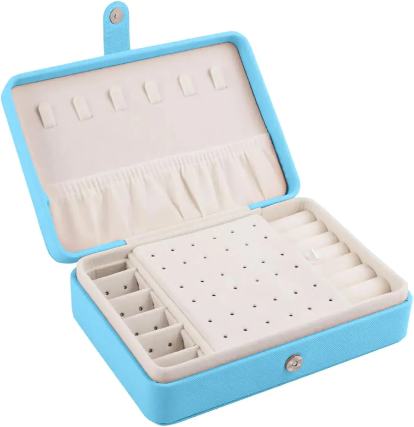 Jewelry Box for Girls,2025 New Upgrade 2 Layers Portable PU Leather Jewelry Organizer with Removable Tray,Travel Jewelry Case,Small Jewelry Box for Bracelets Christmas Gifts Earring Necklace Ring