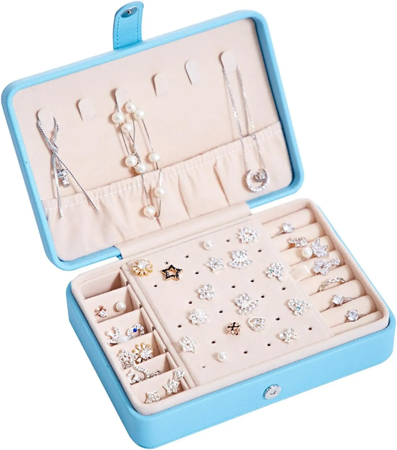 Jewelry Box for Girls,2025 New Upgrade 2 Layers Portable PU Leather Jewelry Organizer with Removable Tray,Travel Jewelry Case,Small Jewelry Box for Bracelets Christmas Gifts Earring Necklace Ring