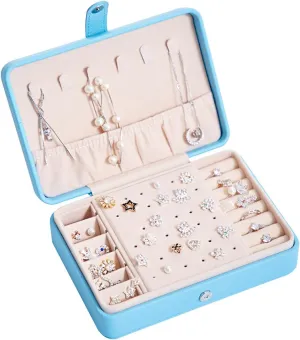 Jewelry Box for Girls,2025 New Upgrade 2 Layers Portable PU Leather Jewelry Organizer with Removable Tray,Travel Jewelry Case,Small Jewelry Box for Bracelets Christmas Gifts Earring Necklace Ring