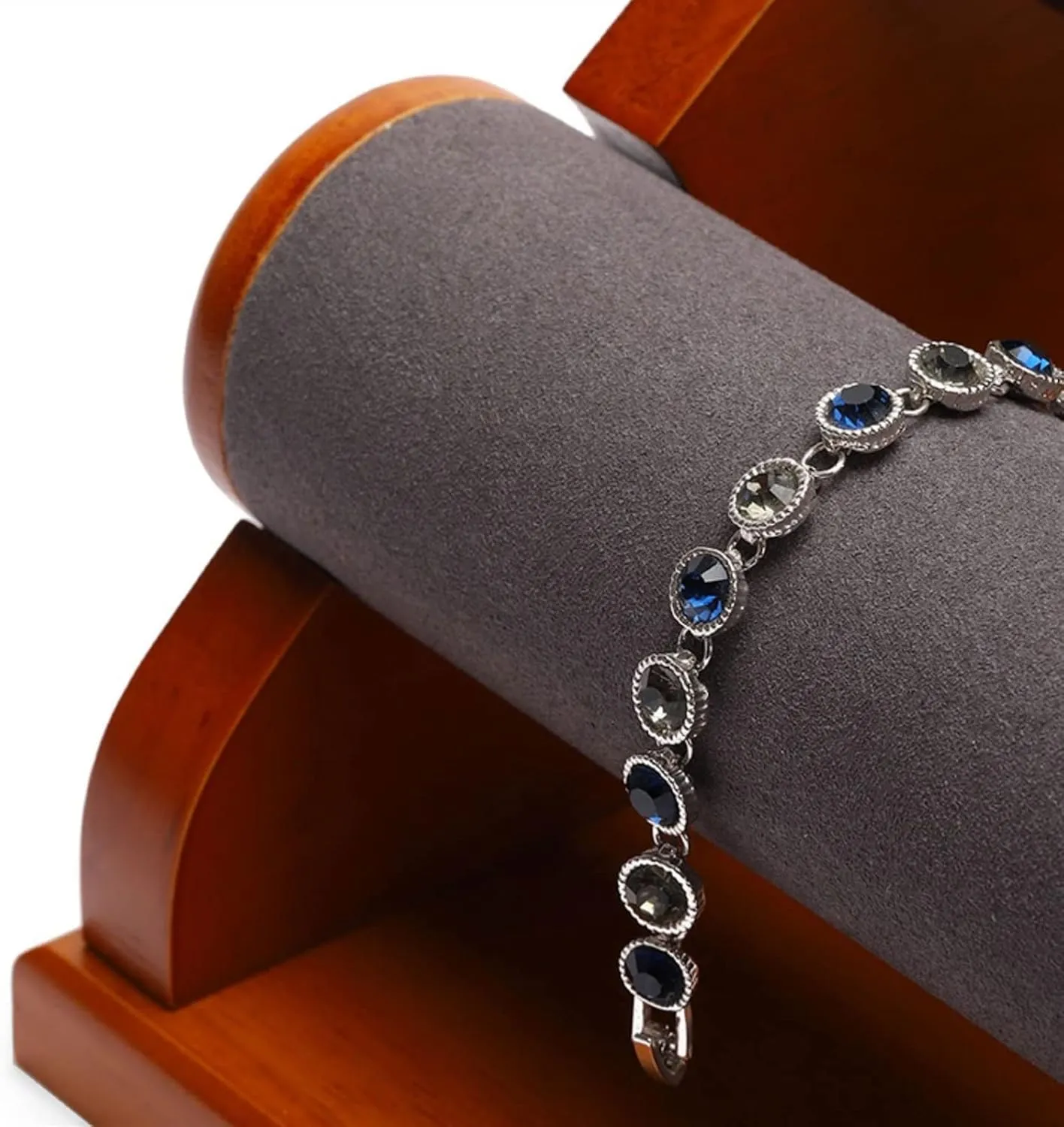 Jewelry Display Rack Bracelet Holder with 2 Tier Racks Velvet Jewelry Display Stands Wooden Watch Bangle T-Bar Jewelry Organizer for Wrist Watch Bangles and Bracelets Jewelry Display Stand(2)