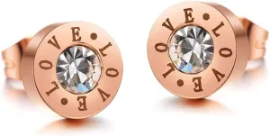 Jewelry Rose Gold Plated Women Earrings Stud Cubic Zirconia Love Earrings Jewelry