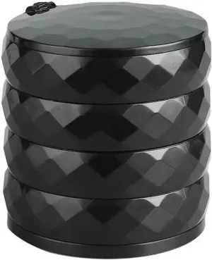 Jewelry Storage Box Rotating Jewelry Organizer Large Capacity MultiLayer Jewelry Storage For Women Girl Round Earring Holder Home Display, 10x10cm, Black