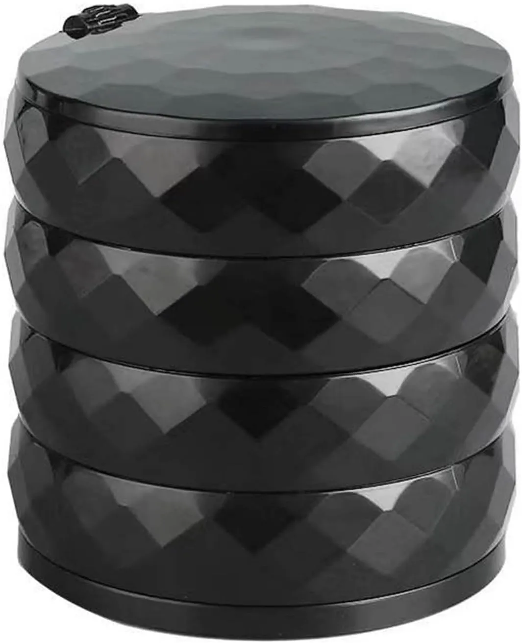 Jewelry Storage Box Rotating Jewelry Organizer Large Capacity MultiLayer Jewelry Storage For Women Girl Round Earring Holder Home Display, 10x10cm, Black