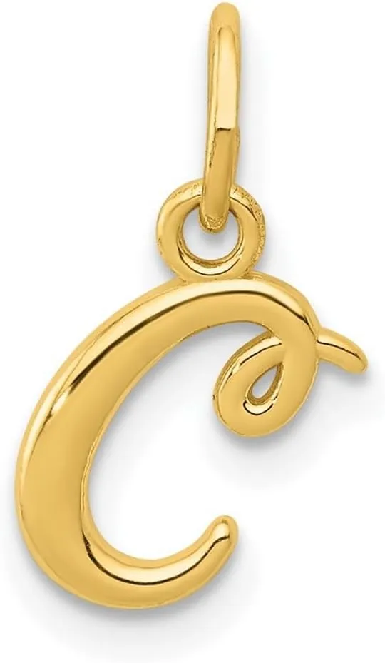 JewelryWeb 14k Yellow Gold Polished Letter Name Personalized Monogram Initial Charm 14.05x8.37mm Wide Pendant Necklace for Women