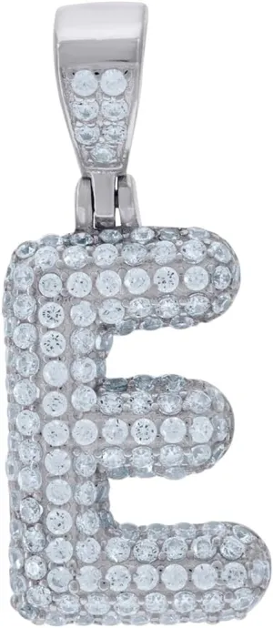 JewelryWeb 925 Sterling Silver Unisex CZ Simulated Diamond Letter Name Personalized Monogram Initial Alphabet E Charm Pendant Necklace-Pendant for Women