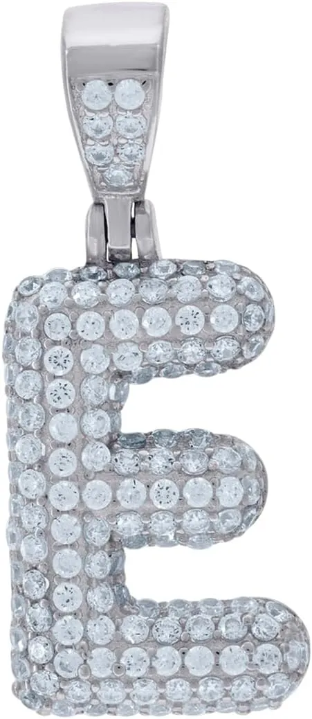 JewelryWeb 925 Sterling Silver Unisex CZ Simulated Diamond Letter Name Personalized Monogram Initial Alphabet E Charm Pendant Necklace-Pendant for Women
