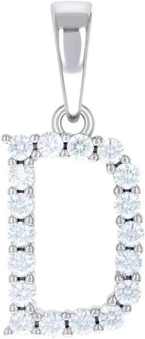JewelryWeb 925 Sterling Silver Unisex CZ Simulated Diamond Letter Name Personalized Monogram Initial D Alphabet Charm Pendant Necklace 24x10mm Wide-Pendant for Women