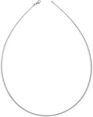JewelryWeb Italian Sterling Silver 1.2mm Round Omega Collar Wire Necklace -16" 18" 20" - White Yellow Rose - Choker Necklace for Women - Statement Necklace