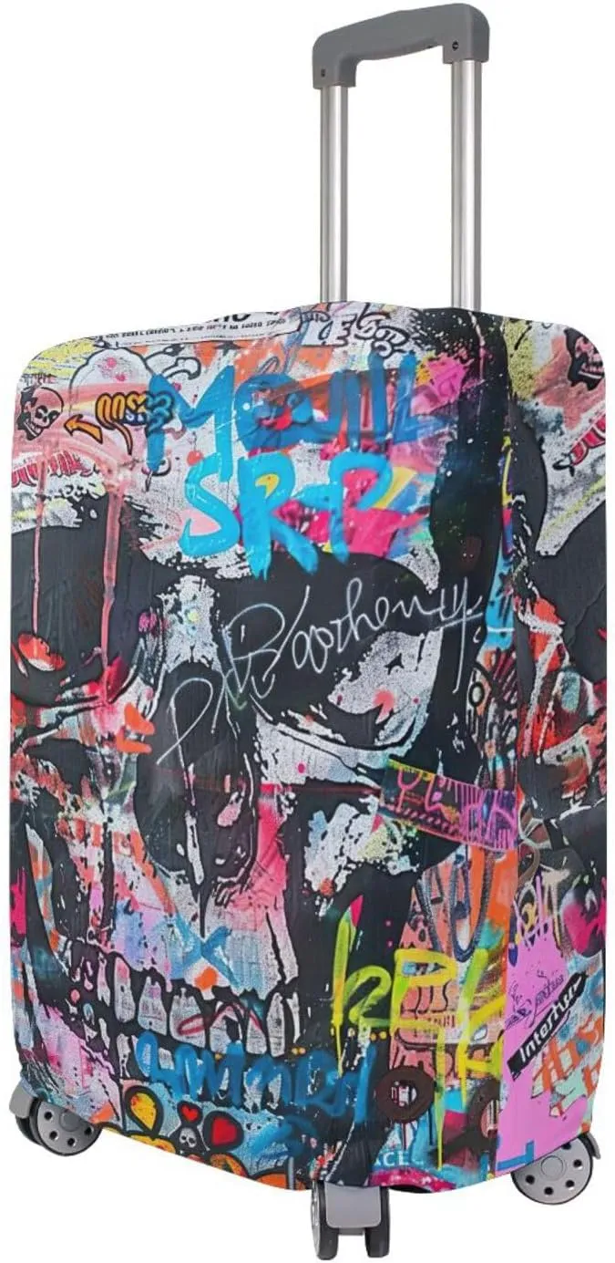 Joisal Colorful Urban Style Skull Suit Case Cover 28 Inch Luggage Covers Tsa Approved Elastic Luggage Accessories for Suitcases