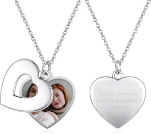 Jovivi Personalized Heart Locket Necklace for Wome That Holds Pictures Customizable Memory Photo Lockets Custom Any Photo & Text Memorial Pendant Jewelry