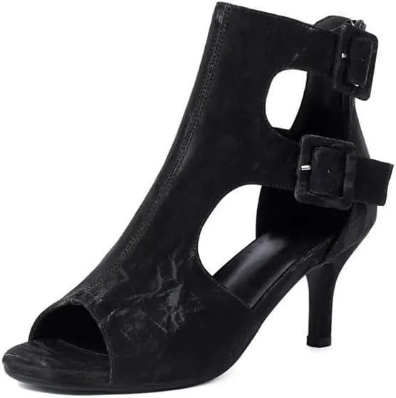 JUODVMP Women's Dance Shoes Cut-Out Ballroom Dancing Heels Fashion Sandals for Women
