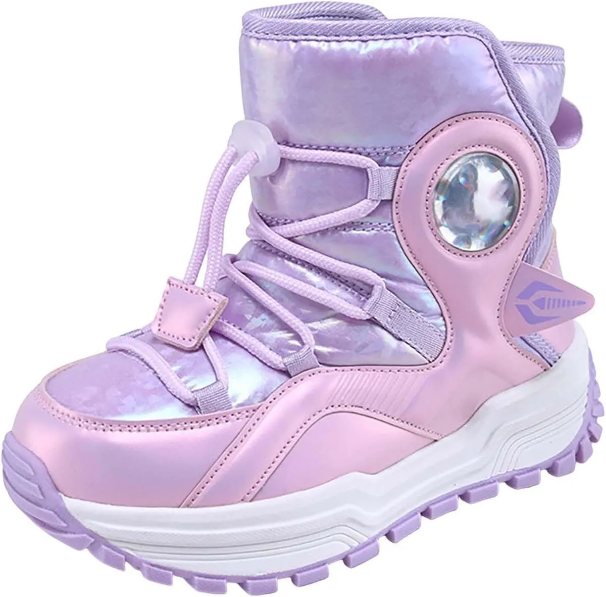 Kids Girls Thickened Warm Snow Boots Insulated Faux Fr Lined Water-esistant Non-Slip Winter Outdoor Hiking Boot