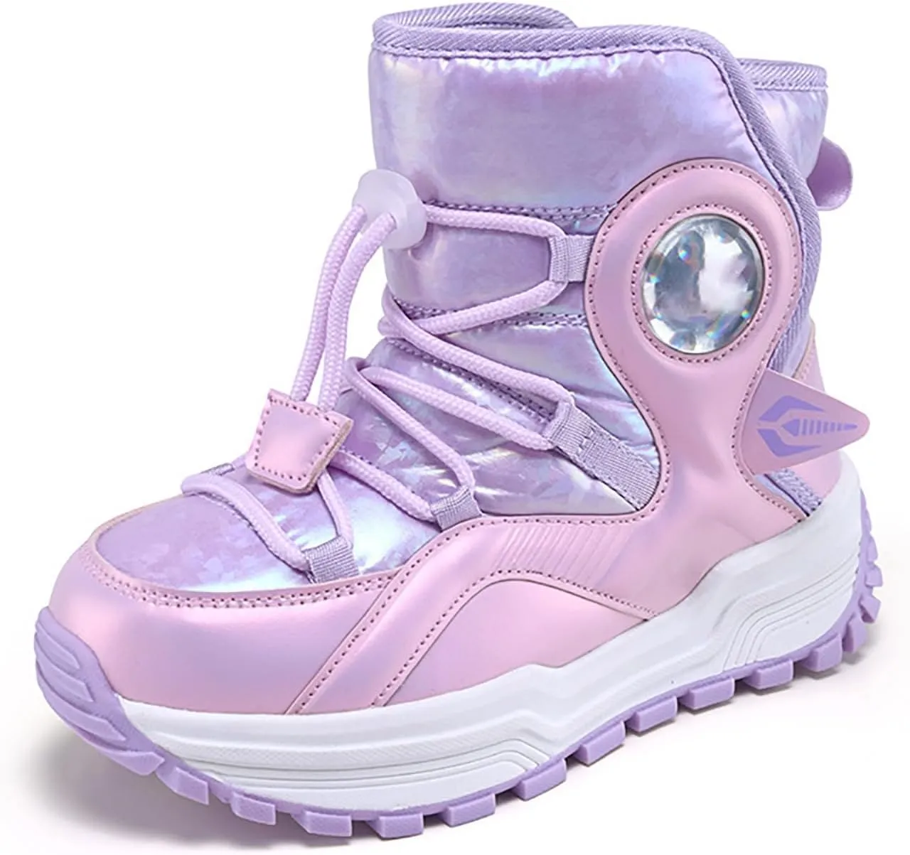 Kids Girls Thickened Warm Snow Boots Insulated Faux Fr Lined Water-esistant Non-Slip Winter Outdoor Hiking Boot