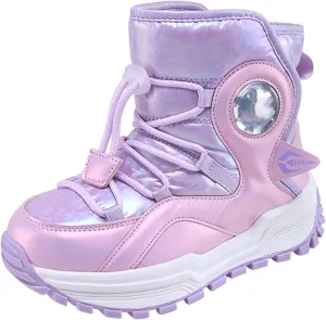 Kids Girls Thickened Warm Snow Boots Insulated Faux Fr Lined Water-esistant Non-Slip Winter Outdoor Hiking Boot