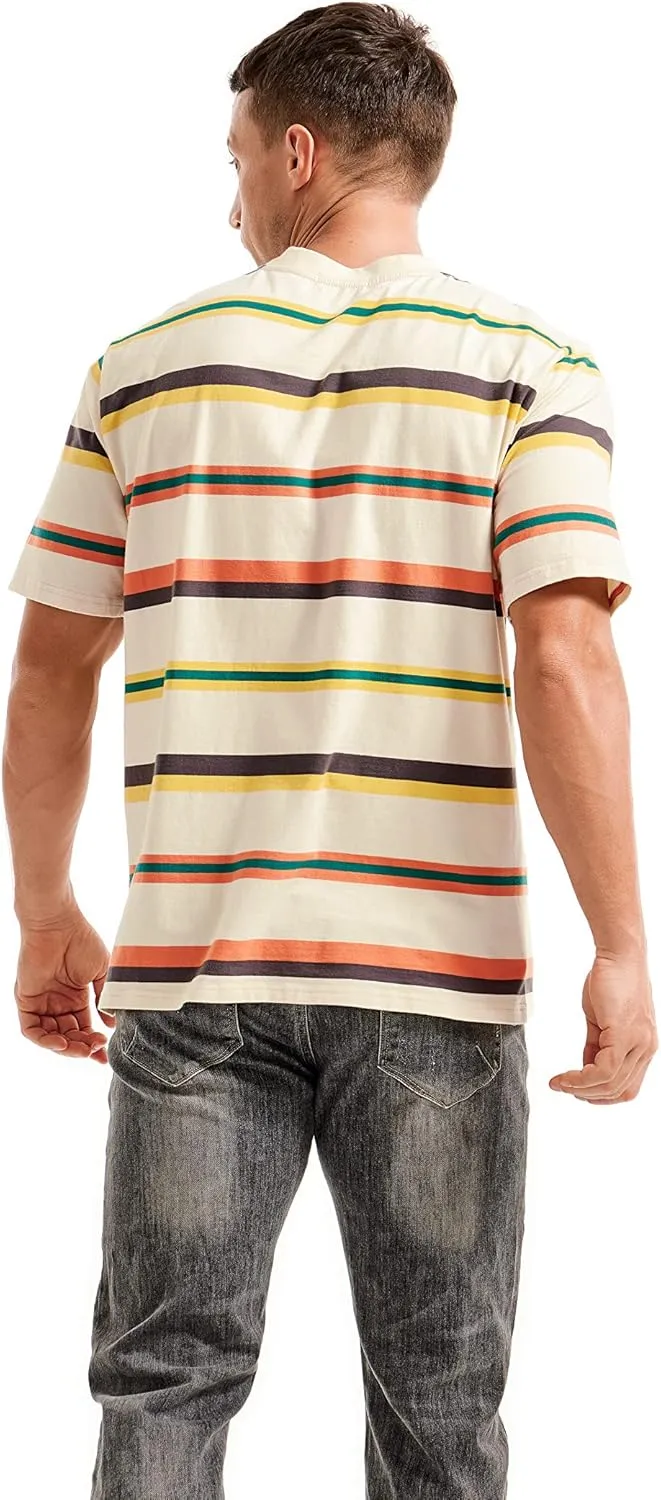 KLIEGOU Men's Fashion Loose Fit Crewneck Stripe T-Shirt