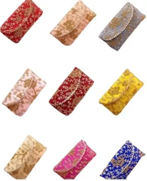 KUMKUM FASHIONS Embroidery Fancy Envelope | Indian Wedding Favor | Shagun Return Gift Envelopes | Multicolor Cash Lifafa