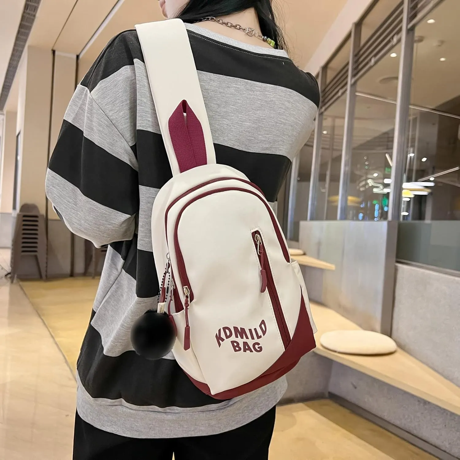Ladies Chest Bags Soft Leather Feeling Crossbody Bags Large Capacity Simple Retro Shoulder Bag Men (Red, One Size)