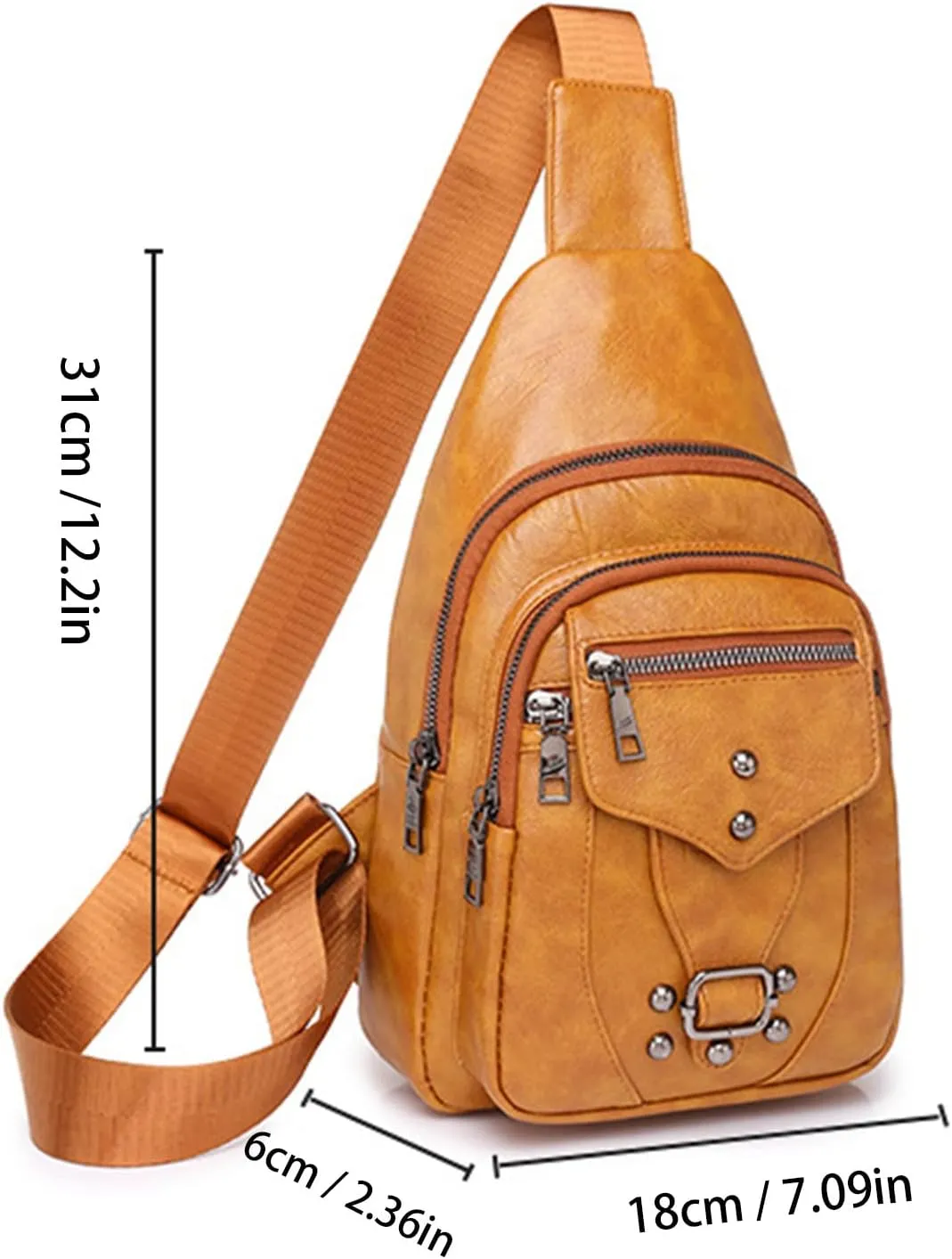 Ladies Chest Bags Soft Leather Feeling Crossbody Bags Large Capacity Simple Retro Shoulder Bag Mini (Yellow, One Size)