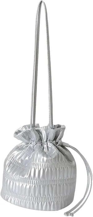 Ladies Crossbody Bag Shoulder Bag Large Capacity Personality Solid Colour Bright Surface Drawstring Briefcase (One Size)