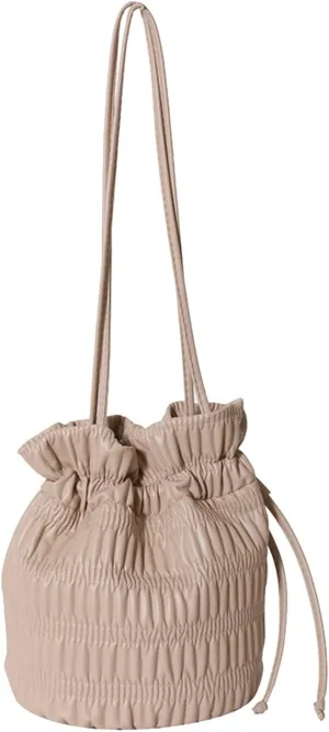 Ladies Crossbody Bag Shoulder Bag Large Capacity Personality Solid Colour Bright Surface Drawstring (Khaki, One Size)