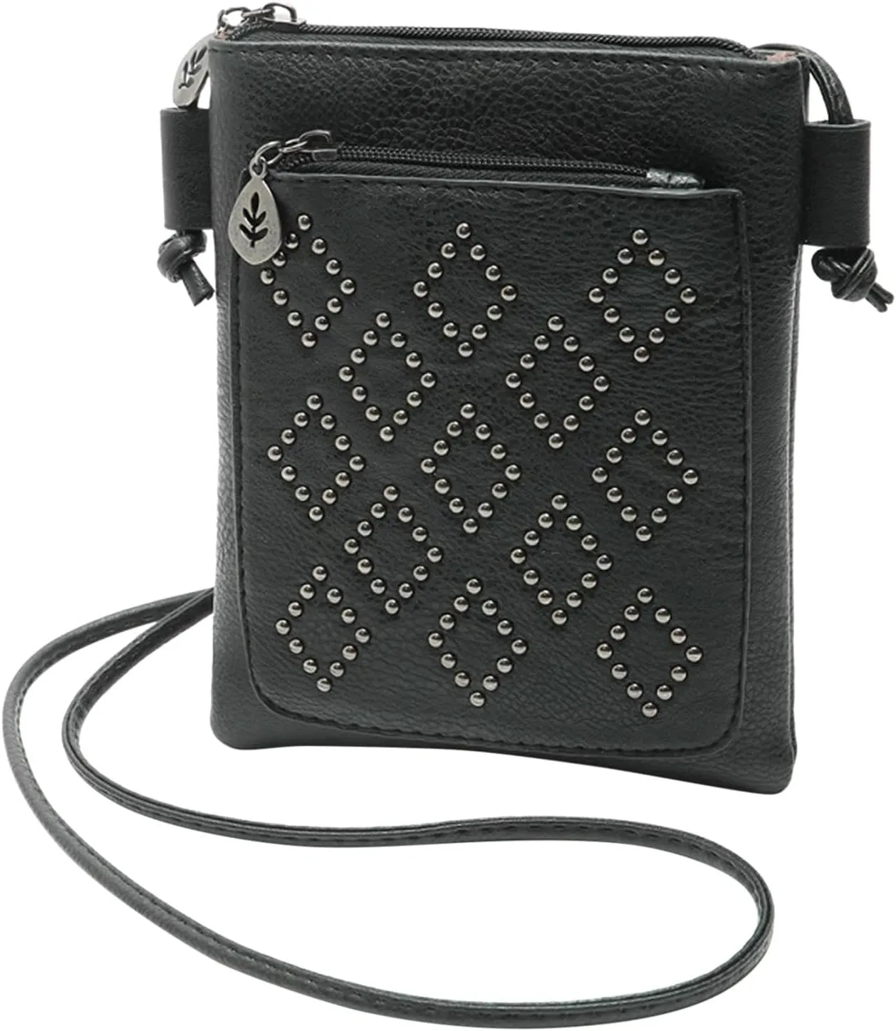 Ladies Simple Casual Leather Solid Color Mobile Bags Zipper Fashion Messenger Bags Mens Carry Bag (Black, One Size)
