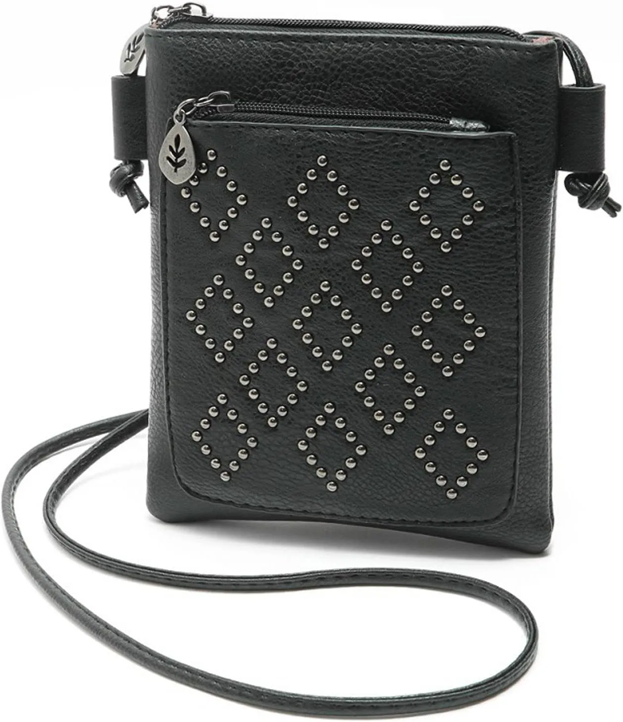 Ladies Simple Casual Leather Solid Color Mobile Bags Zipper Fashion Messenger Bags Mens Carry Bag (Black, One Size)