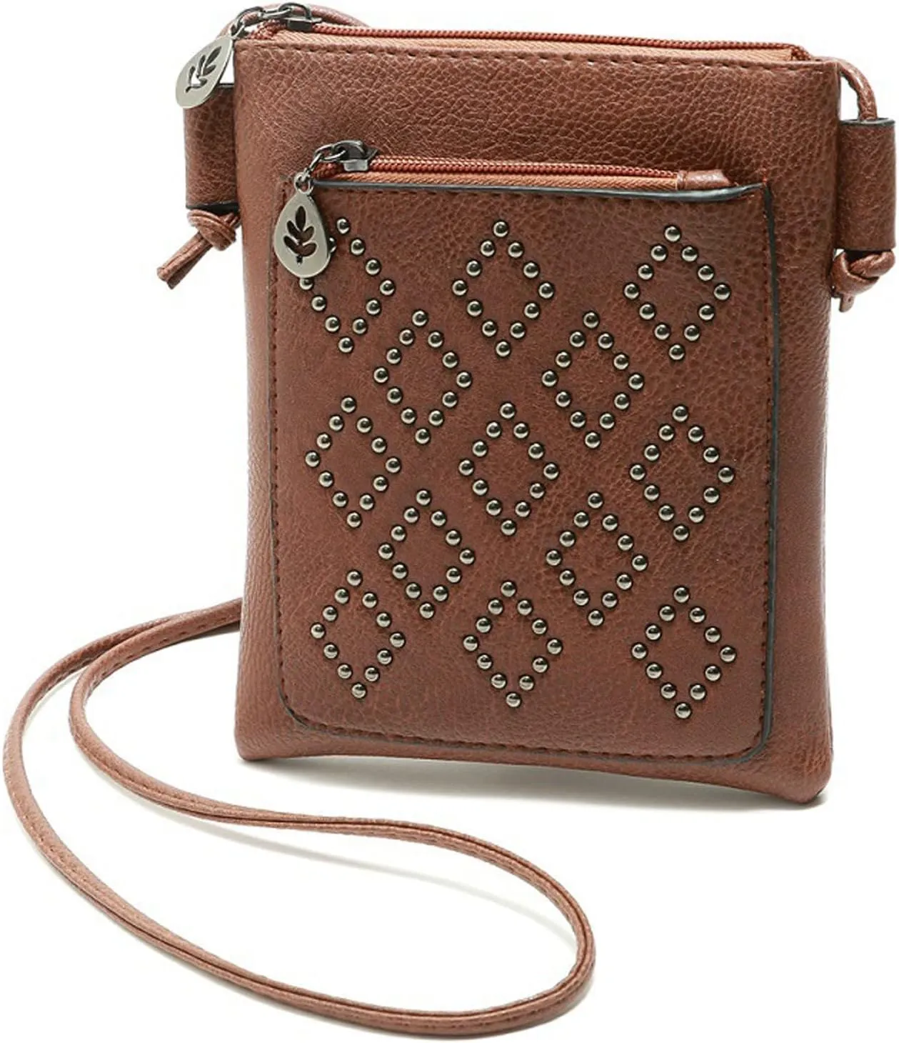 Ladies Simple Casual Leather Solid Color Mobile Bags Zipper Fashion Messenger Bags Mens Carry Bag (Coffee, One Size)
