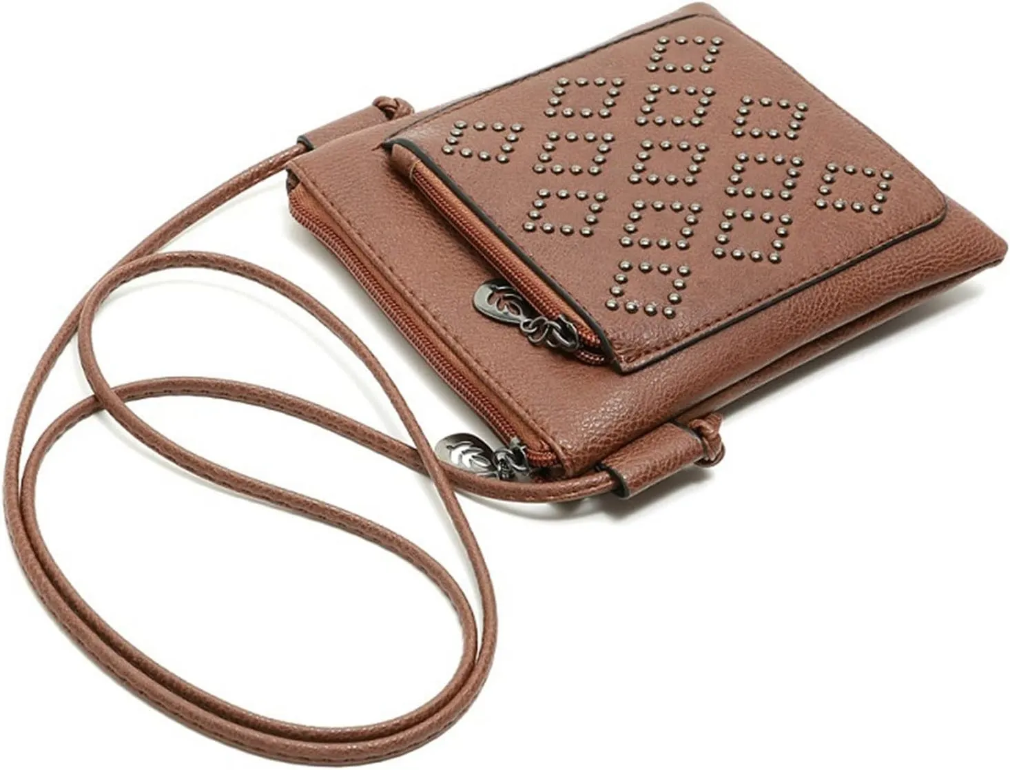 Ladies Simple Casual Leather Solid Color Mobile Bags Zipper Fashion Messenger Bags Mens Carry Bag (Coffee, One Size)