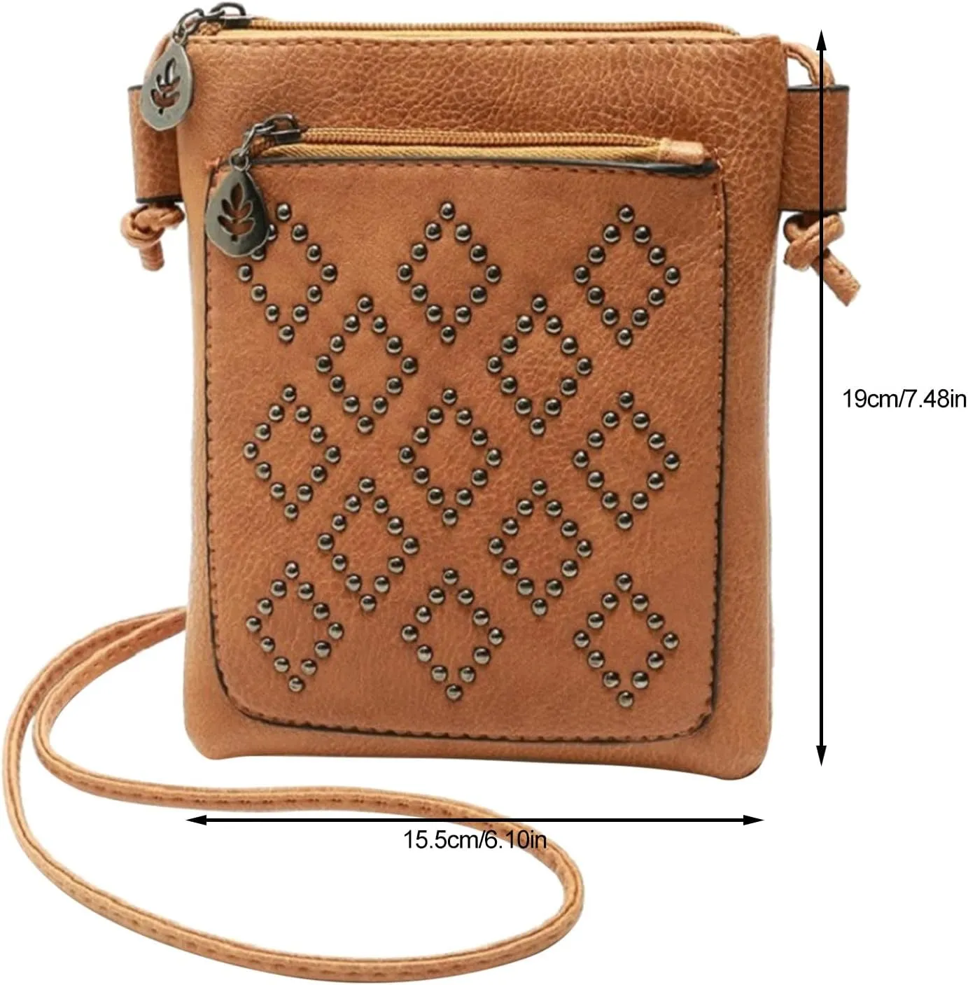 Ladies Simple Casual Leather Solid Color Mobile Bags Zipper Fashion Messenger Bags Mens Carry Bag (Red, One Size)