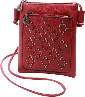 Ladies Simple Casual Leather Solid Color Mobile Bags Zipper Fashion Messenger Bags Mens Carry Bag (Red, One Size)