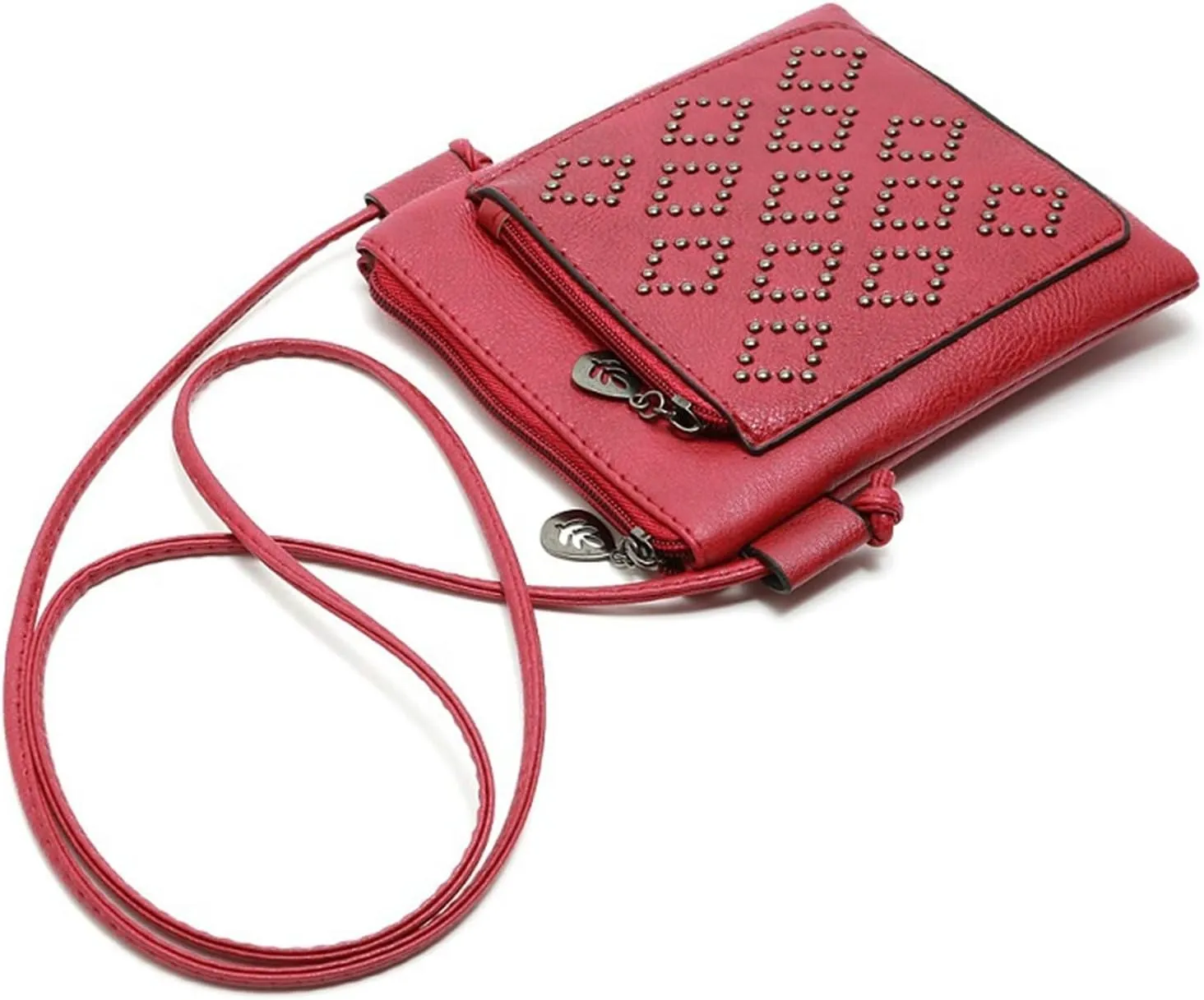 Ladies Simple Casual Leather Solid Color Mobile Bags Zipper Fashion Messenger Bags Mens Carry Bag (Red, One Size)