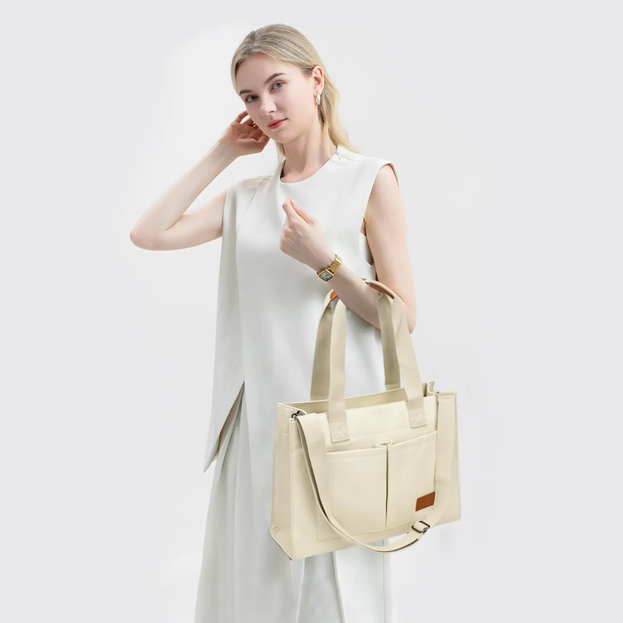 Laptop Tote Bag for Women - 15.6 Laptop Compartment & Pockets, Stands Upright, Convertible Handbag/Shoulder/Crossbody Bag