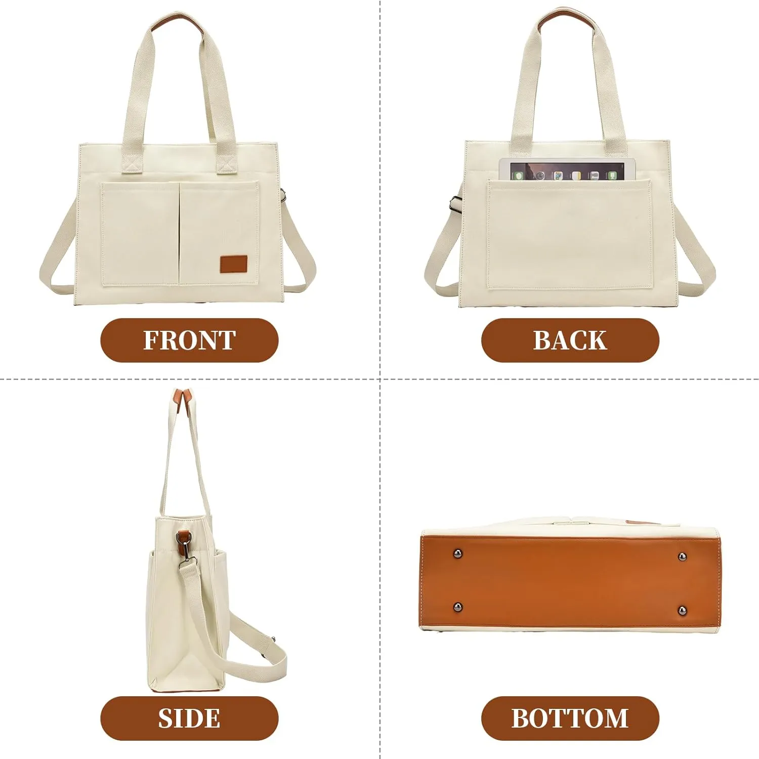 Laptop Tote Bag for Women - 15.6 Laptop Compartment & Pockets, Stands Upright, Convertible Handbag/Shoulder/Crossbody Bag