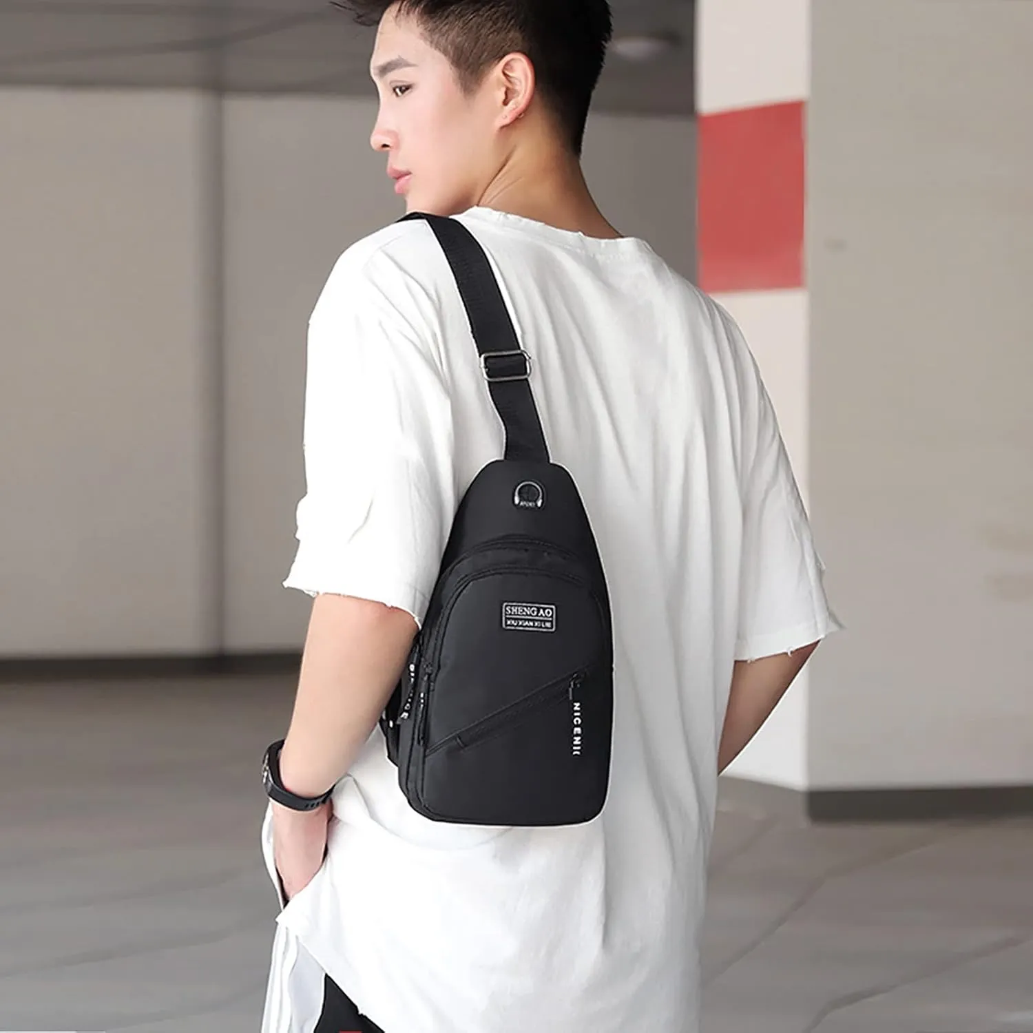 Large Capacity Functional Canvas Shoulder Bags Leather Shoulder Bag for Women Mens Purses Or Shoulder (Black, One Size)
