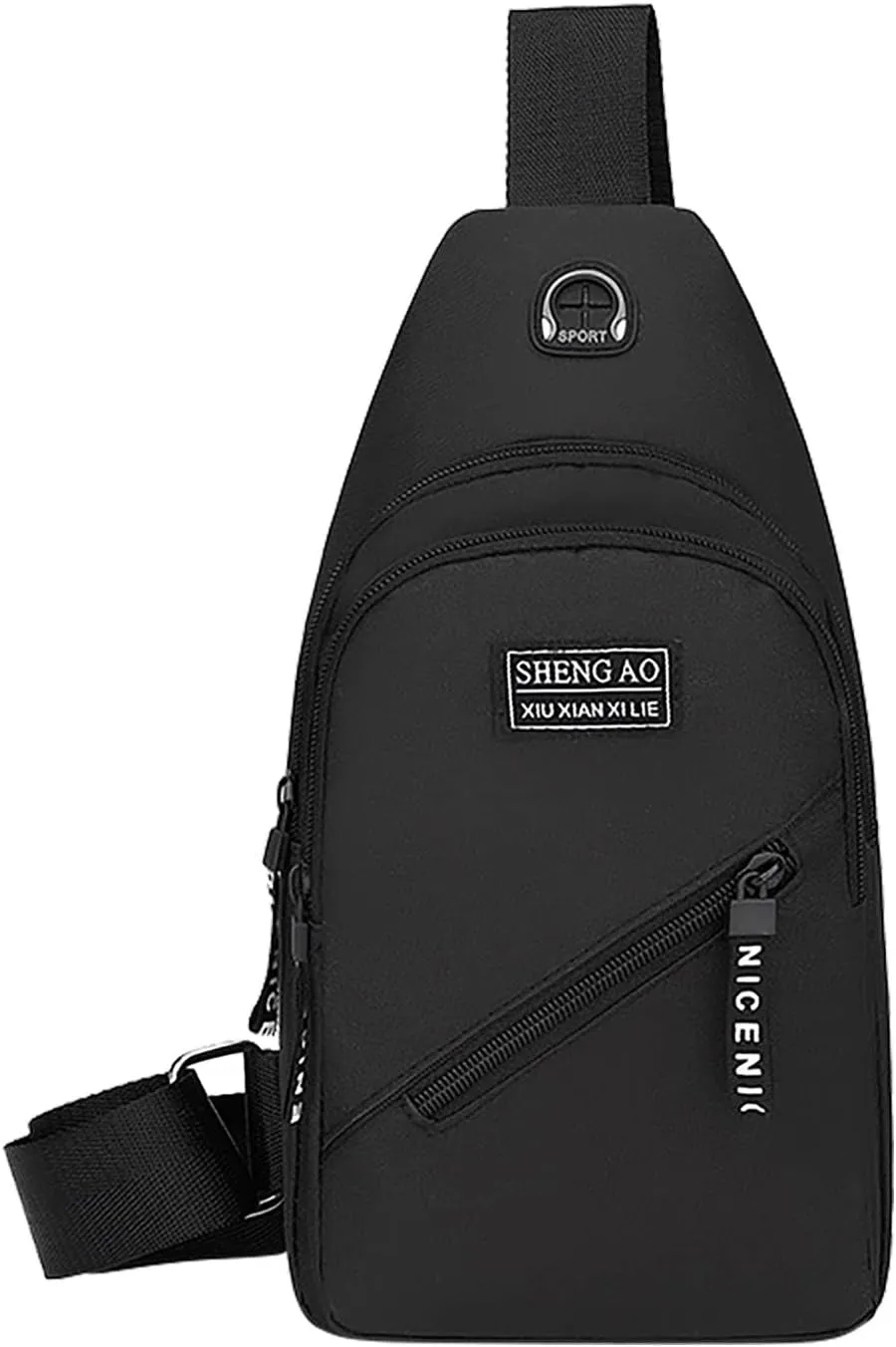 Large Capacity Functional Canvas Shoulder Bags Leather Shoulder Bag for Women Mens Purses Or Shoulder (Black, One Size)