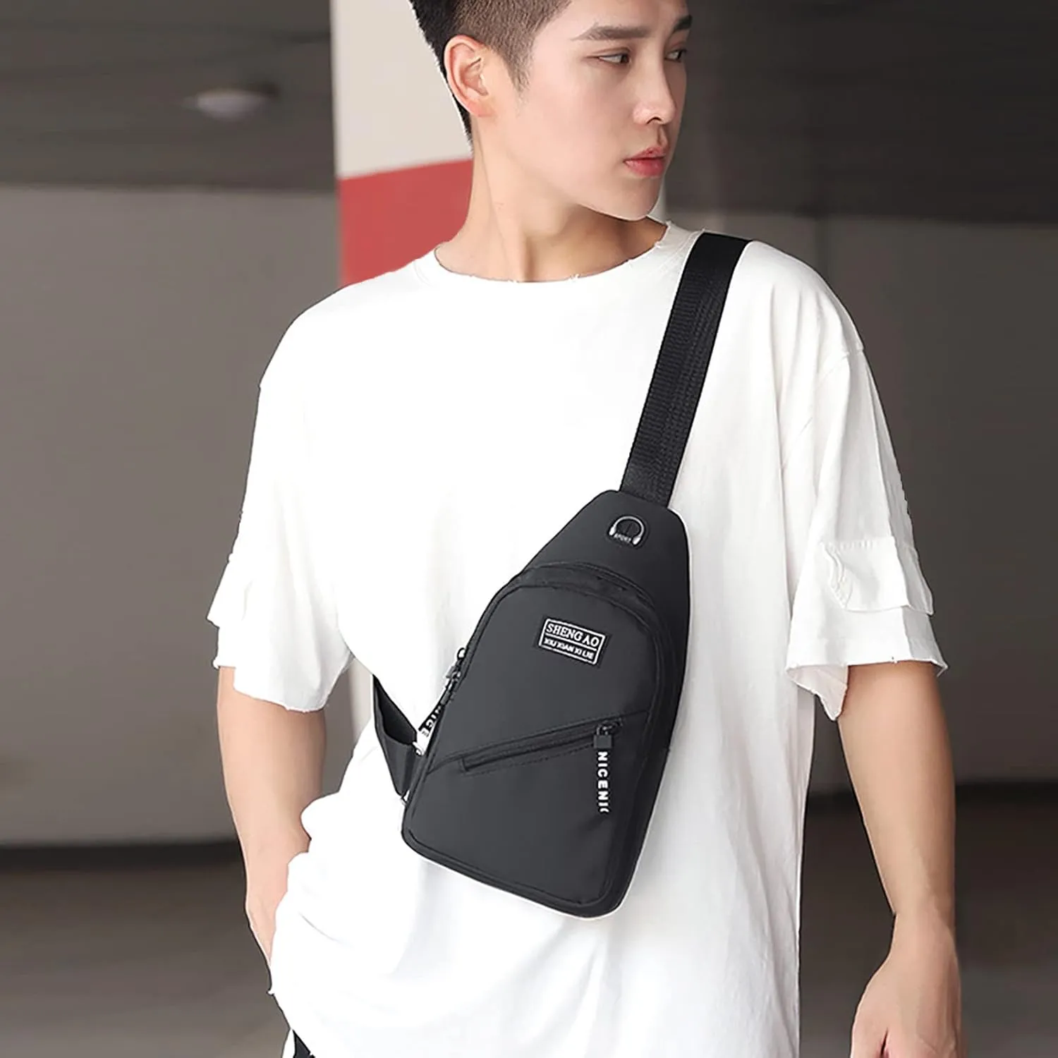Large Capacity Functional Canvas Shoulder Bags Leather Shoulder Bag for Women Mens Purses Or Shoulder (Black, One Size)