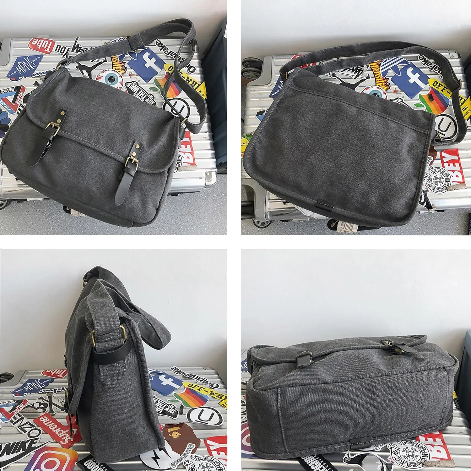 Large Capacity Messenger Bag Canvas Shoulder Bag Vintage Cross Body Shoulder Satchel