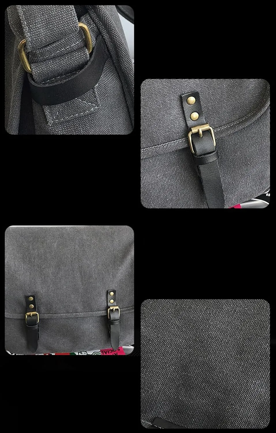 Large Capacity Messenger Bag Canvas Shoulder Bag Vintage Cross Body Shoulder Satchel