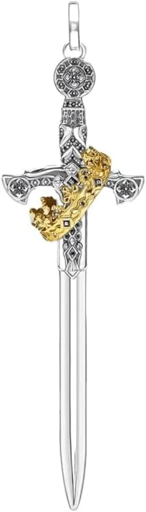 Large Sword With Crown Pendant Vintage Jewelry Europe 925 Sterling Silver For Woman SSS-0331-TH271