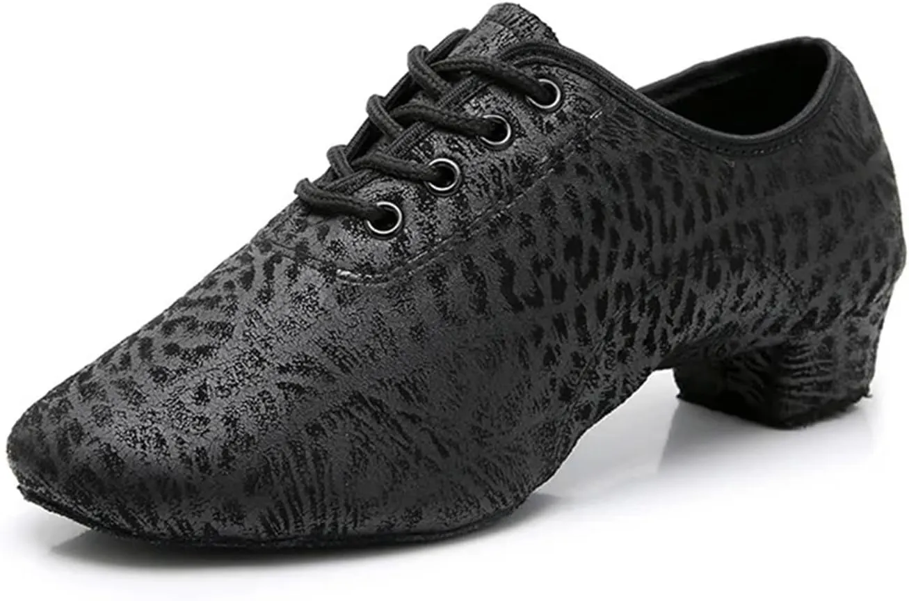 Latin Dance Shoes Men Men's Microfiber Latin Dance Shoes Bottom Dancing Shoes Black 3CM Tango Samba Men's Teachers' Shoes