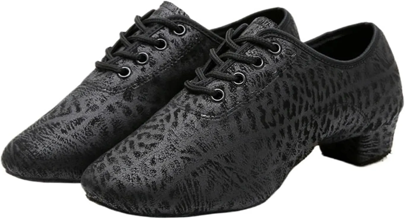 Latin Dance Shoes Men Men's Microfiber Latin Dance Shoes Bottom Dancing Shoes Black 3CM Tango Samba Men's Teachers' Shoes