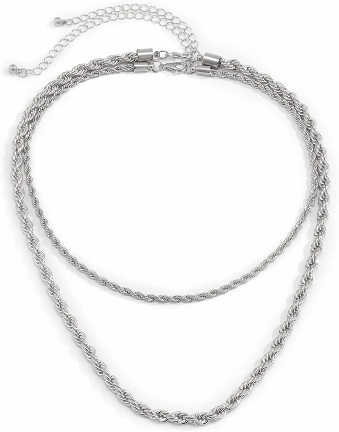 Layered Necklaces for Women, Dainty Layered Choker Necklace Twisted Chain Pendant Chain Necklaces for Women Girls, 2 Pieces