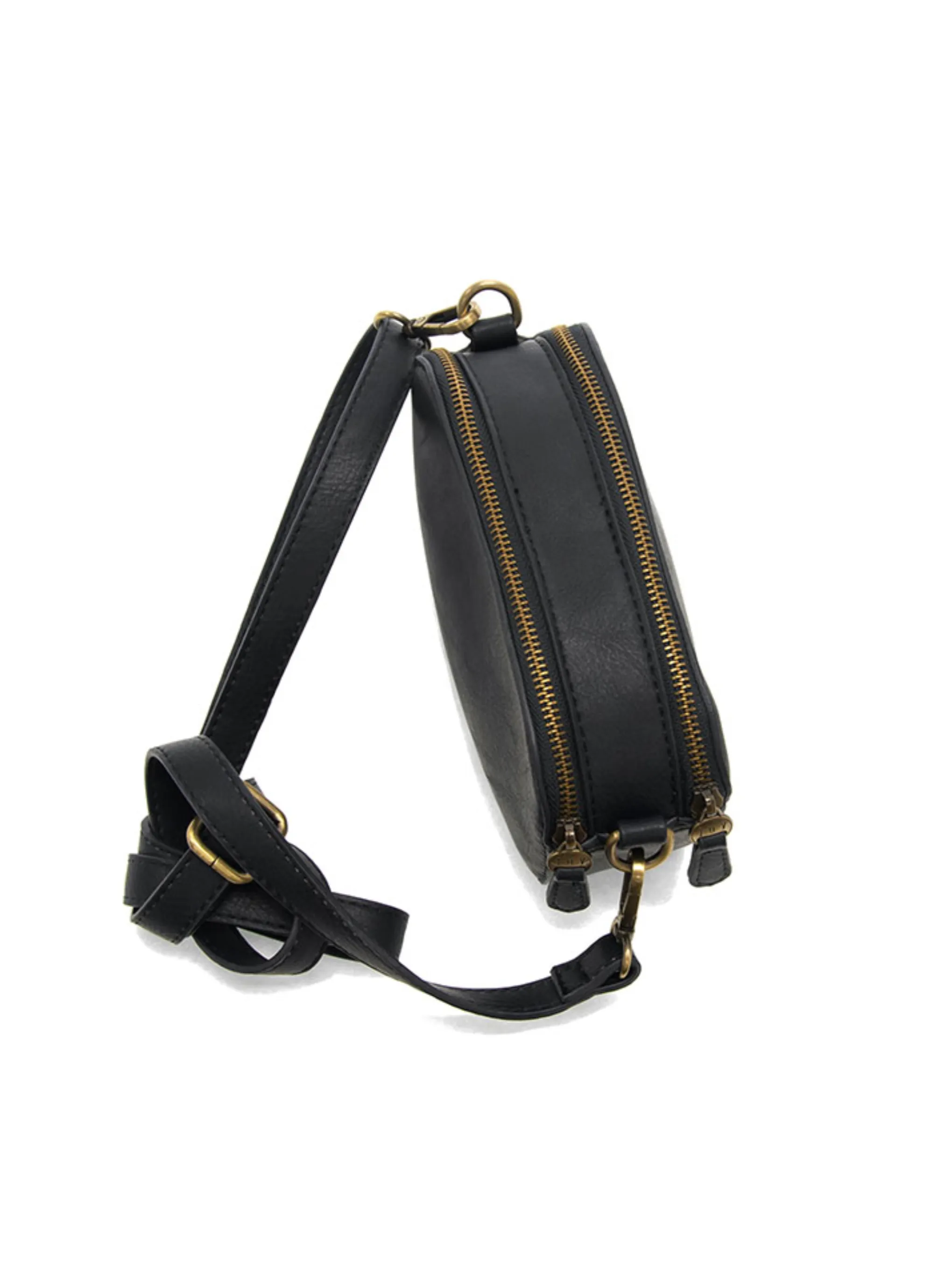Layne Double Zip Crossbody [Black-L8160]