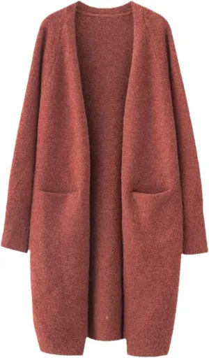 Lazy V-Neck Oversize Long Sweater Cardigans Jacket Coat Women Outwear