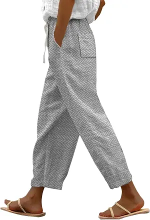 LCMTWX Flowy Linen Pants for Women Pants Capri Pants 2025 Pants with Pockets Wide Leg Cropped Pants Capri Linen Pants for