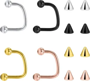 Lcolyoli 16G Labret Jewelry Surgical Steel Lip Rings Hoops C-Shaped Snake Bite Piercing Jewelry Medusa Piercing Jewelry for Women Men