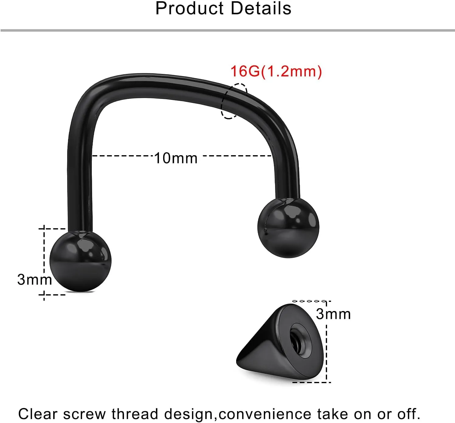Lcolyoli 16G Labret Jewelry Surgical Steel Lip Rings Hoops C-Shaped Snake Bite Piercing Jewelry Medusa Piercing Jewelry for Women Men