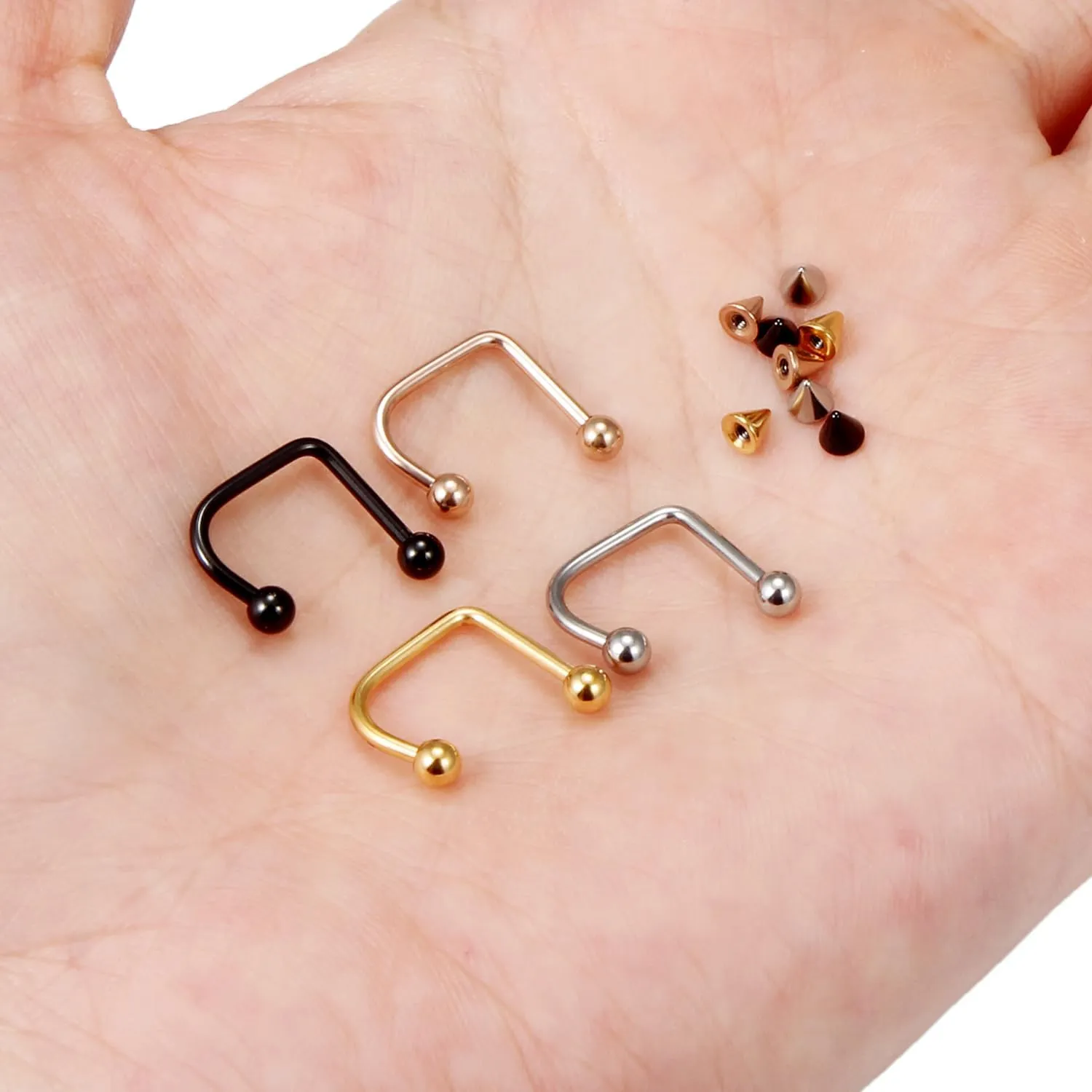 Lcolyoli 16G Labret Jewelry Surgical Steel Lip Rings Hoops C-Shaped Snake Bite Piercing Jewelry Medusa Piercing Jewelry for Women Men
