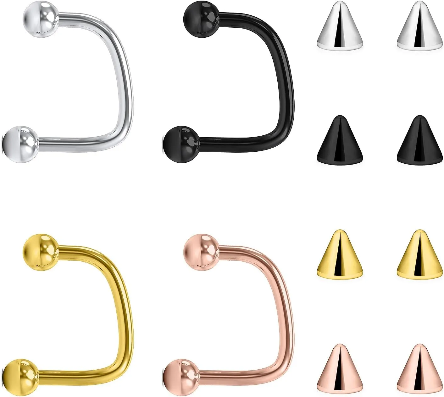 Lcolyoli 16G Labret Jewelry Surgical Steel Lip Rings Hoops C-Shaped Snake Bite Piercing Jewelry Medusa Piercing Jewelry for Women Men