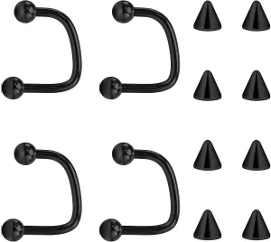 Lcolyoli 16G Labret Jewelry Surgical Steel Lip Rings Hoops C-Shaped Snake Bite Piercing Jewelry Medusa Piercing Jewelry for Women Men